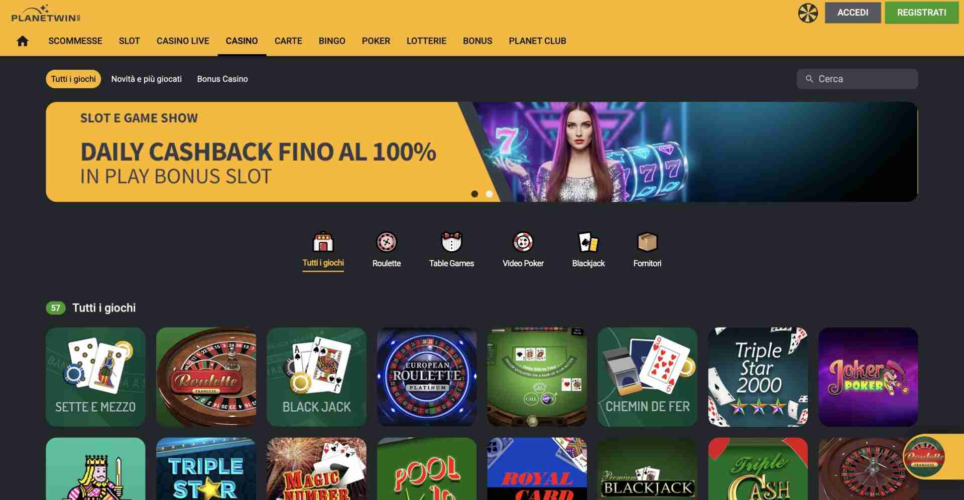Bonus Benvenuto Planetwin365 Casino