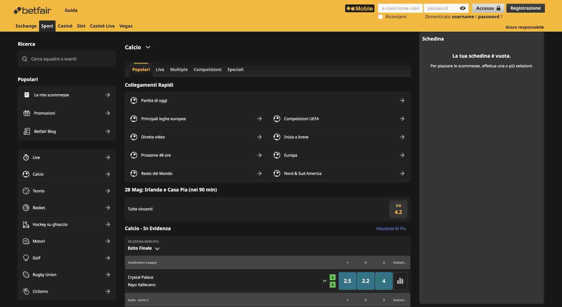 Bonus Benvenuto Betfair Sport