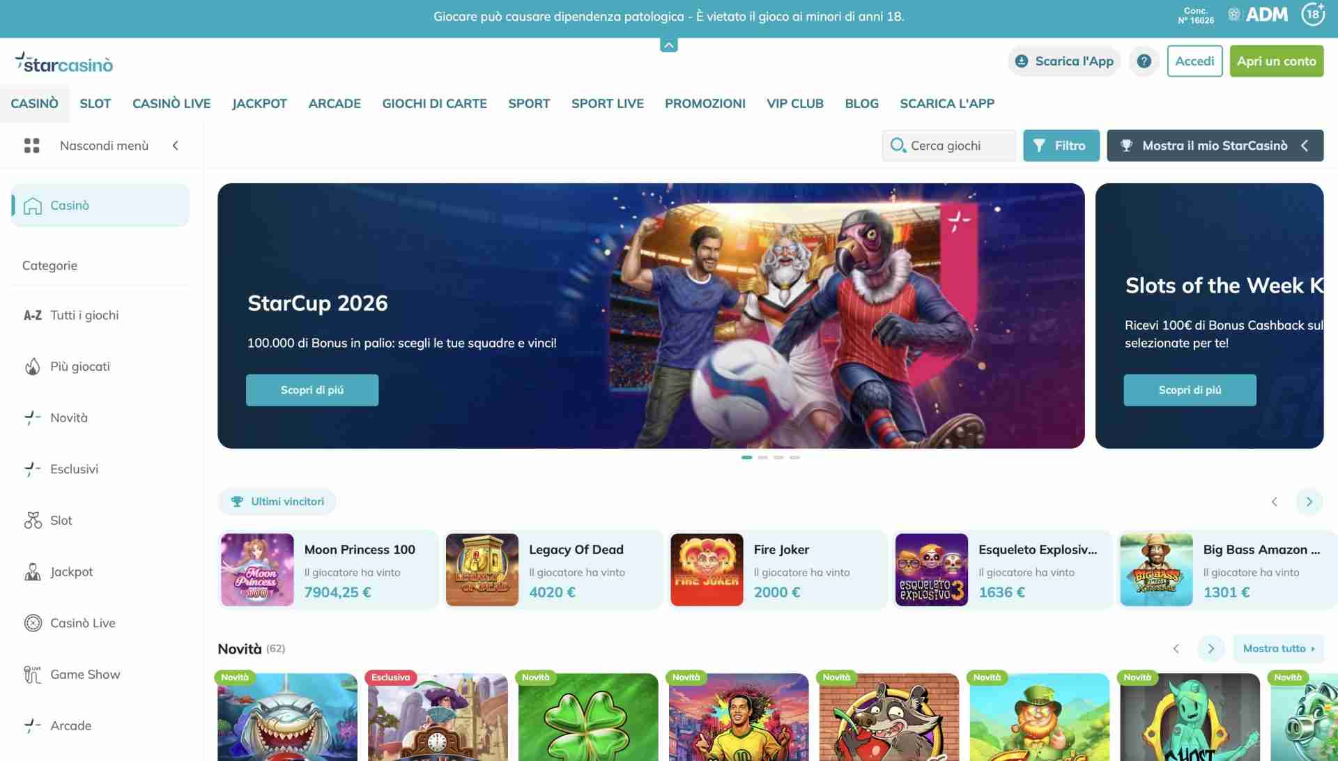 Bonus Benvenuto Starcasino Casino