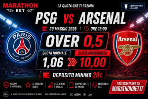 Quota Maggiorata MarathonBet Psg Arsenal 30 maggio 2026