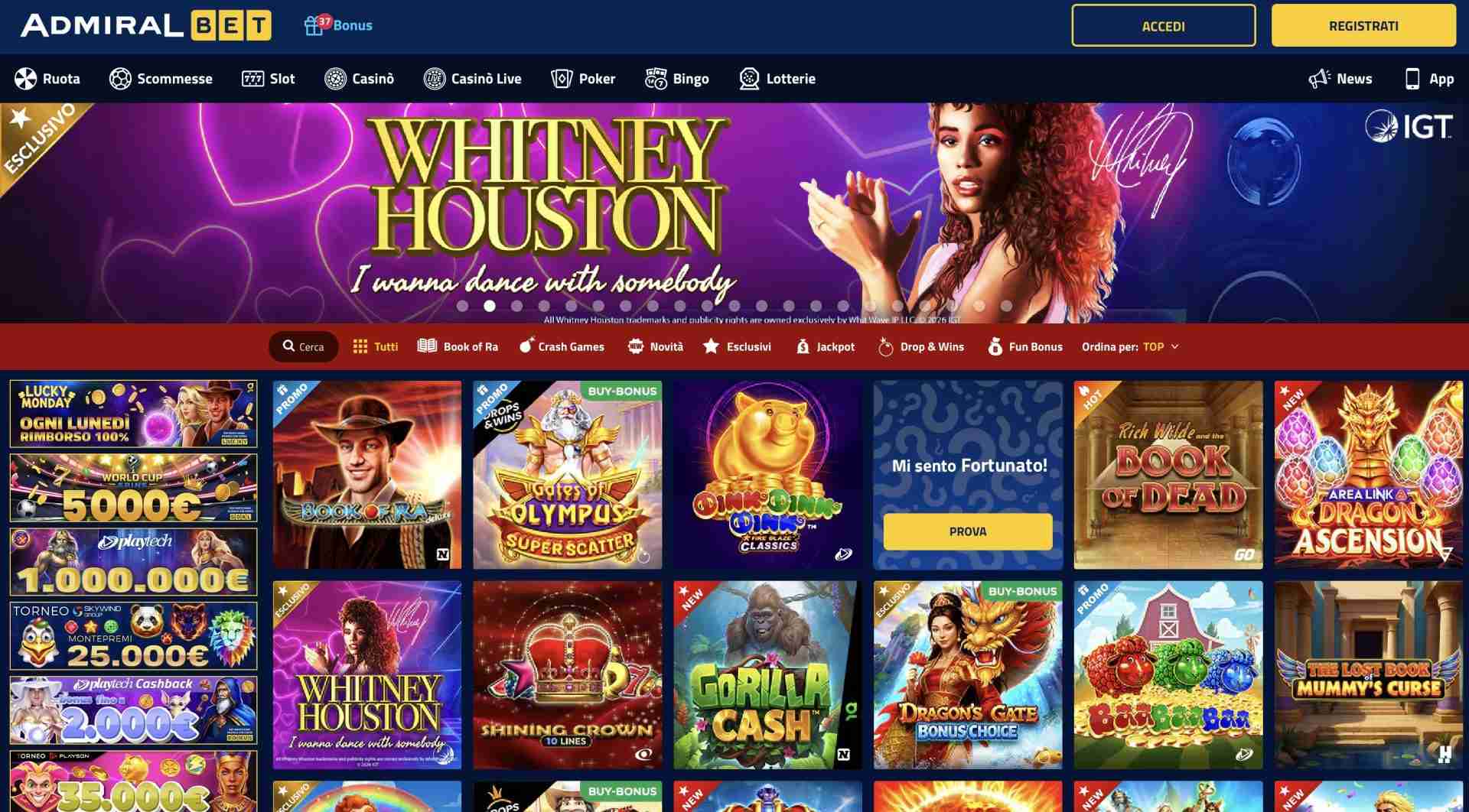 Bonus Benvenuto AdmiralBet Casino