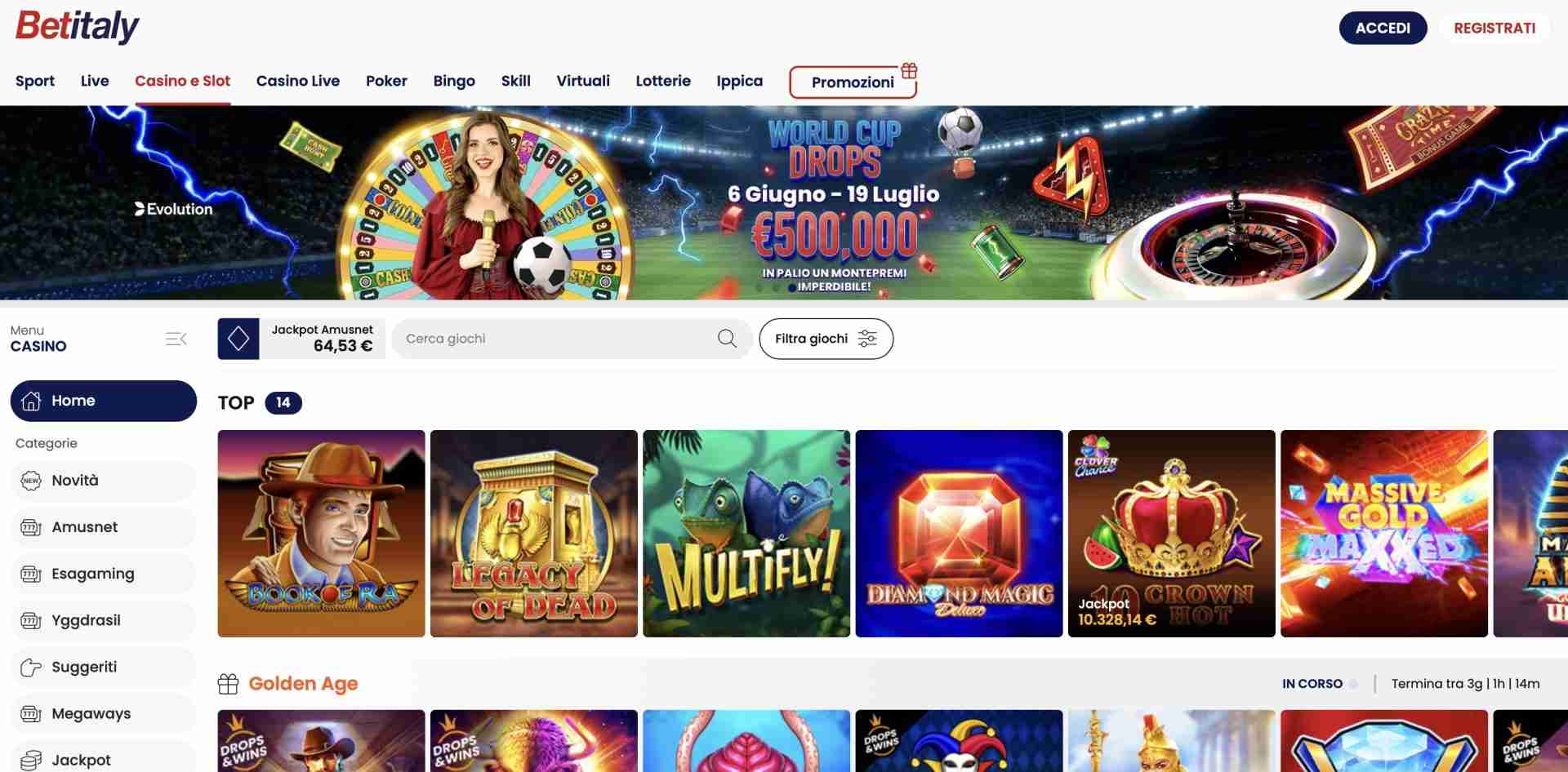 Bonus Benvenuto BetItaly Casino