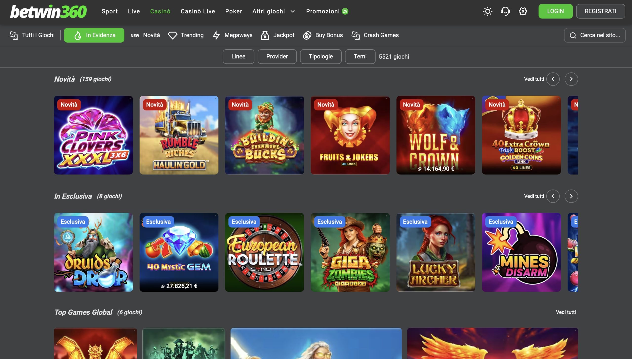 Bonus Benvenuto Betwin360 Casino