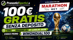 MarathonBet Bonus 100euro senza deposito 10 giugno 2026