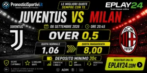 Quota Maggiorata Eplay24 Juventus Milan 6 settembre 2026
