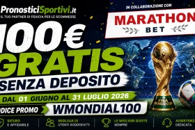 MarathonBet Bonus 100euro senza deposito 10 giugno 2026